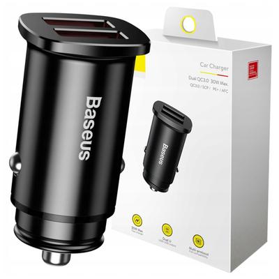 Car Charger Baseus Square 2Xusb Qc3.0 5A 30W (Black)