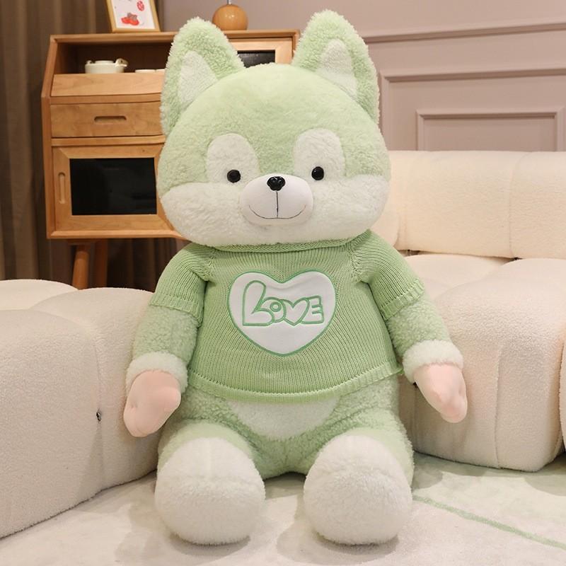 

Plush Dog Husky Toy Pillow Animal Stuffed Doll Bedroom Decoration Kids Gift 60cm зелёный