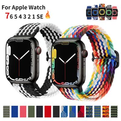 Strap Braided Loop for Apple Watch Band 44mm 40mm 49mm 45mm 41mm 42mm 38mm Nylon Solo Bracelet iWatch Series Ultra 8 7 6 5 4 SE Smartwatch Wristwatch