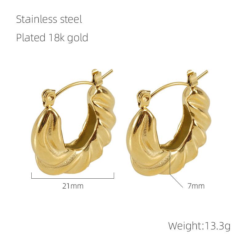 New Stainless Steel U-Earrings Women's Versatile Titanium Steel 18K Gold Earrings Earrings