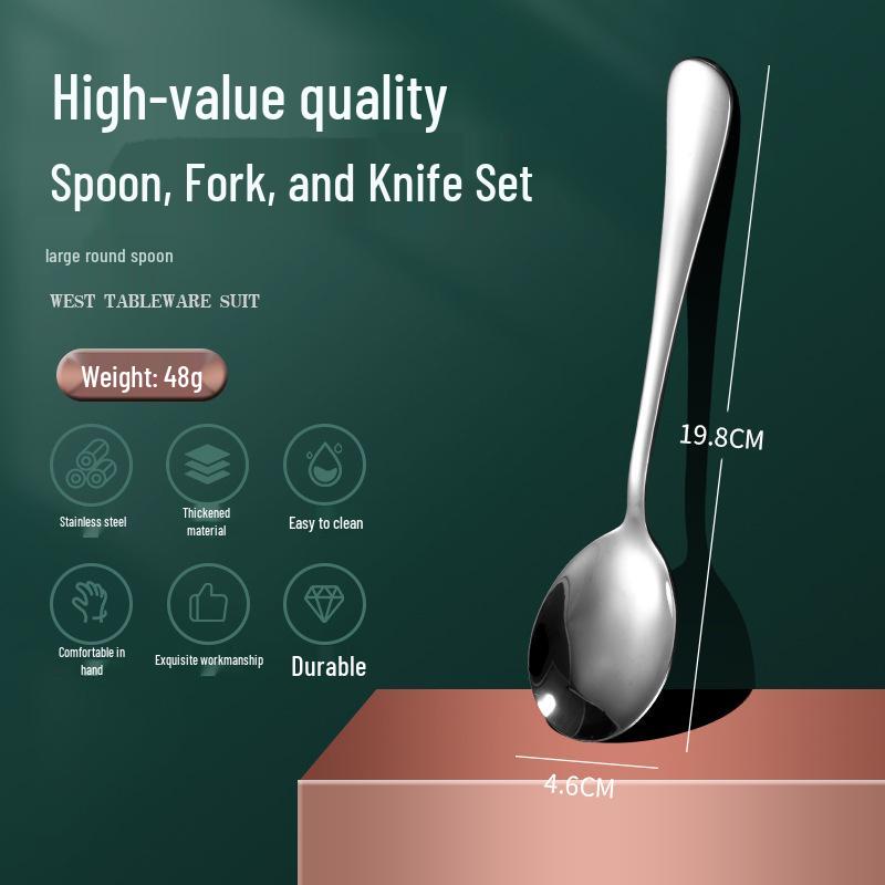 1010 Stainless Steel Western Cutlery Set: Knife, Fork, Spoon, Dessert & Coffee Spoon, Steak Knife.
