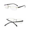 Rechteckige randlose Lesebrille für Männer und Frauen PC-Rahmenmaterial Leichtgewicht mit klaren PC-Gläsern zum Lesen