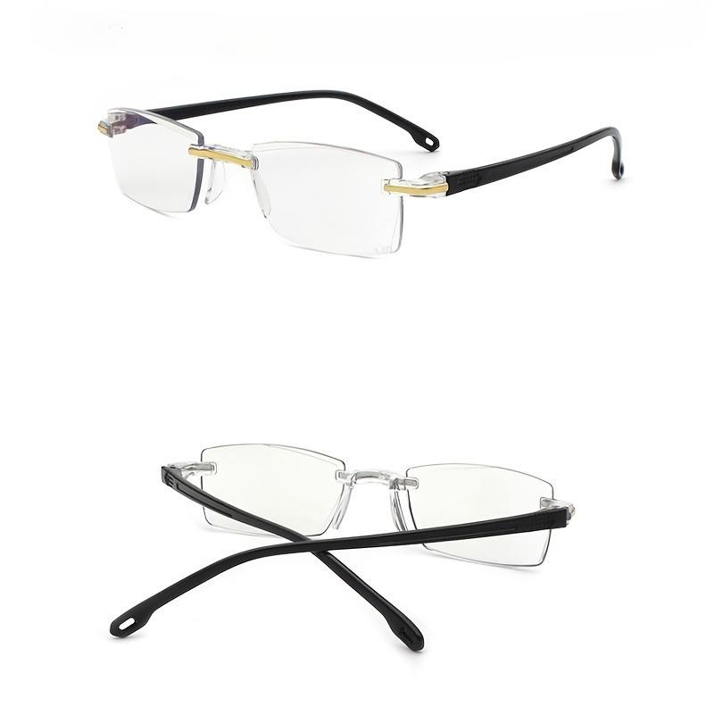 Rechteckige randlose Lesebrille für Männer und Frauen PC-Rahmenmaterial Leichtgewicht mit klaren PC-Gläsern zum Lesen