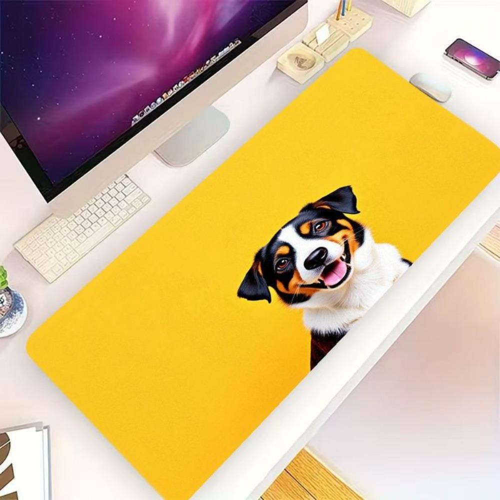Happy Dog Illustration Keyboard Mat Desktop Pad Computer Mouse Pad Desktop Keyboard Pad Alfombrillas Gaming