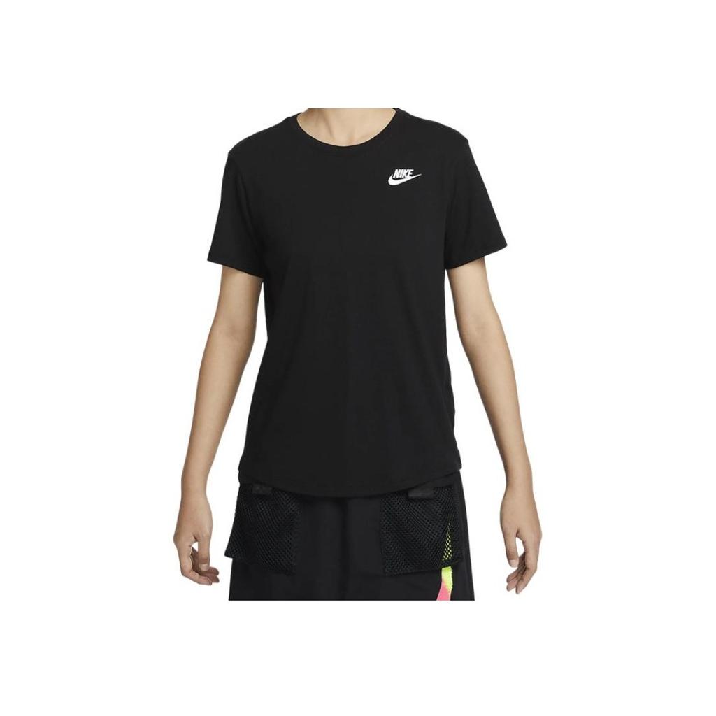 Nike Sportswear Logo Embroidered Crew Neck Short Sleeve T-Shirt Women T-Shirts Black DX7903-010
