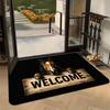 1pc Galloping Horse Welcome Wooden Sign Printed Entrance Mat, Fleece Material, Thick Plush, Sponge Thickness 1.02cm, Usage Scenarios for Hallway, Indo