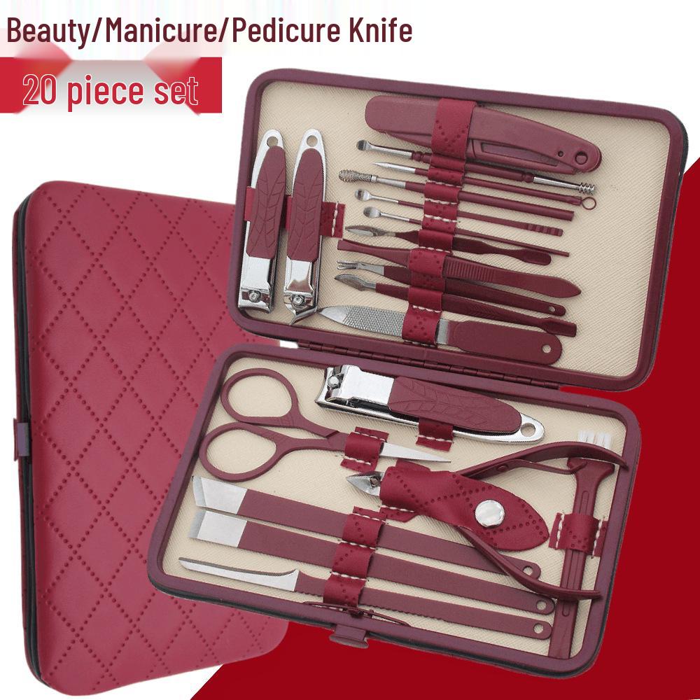20-Piece Stainless Steel Nail Art Set: Clippers, Cuticle Trimmer, Pliers, Pedicure Knife, Scissors