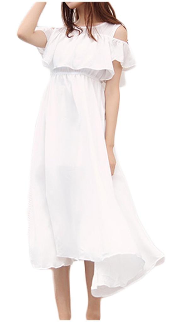 This chiffon dress is a dress with a perfect for a or pool a perfect summer dress with frills and a nautical ONE size size off-the-shoulder long,