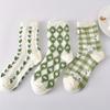 5 Pairs  Socks Women's Spring and Autumn Retro Three-dimensional Relief Flower Medium Tube Socks Stockings Women's Socks