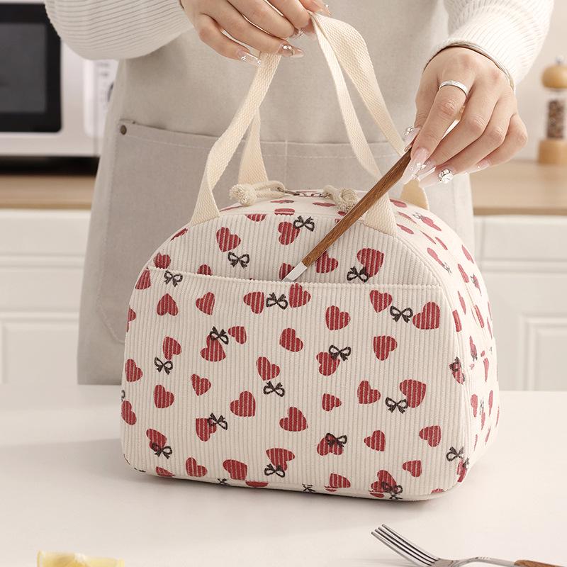 Kordfløyel Isolert Bento Lunsjveske - Ideell for Studenter og Kontorarbeidere