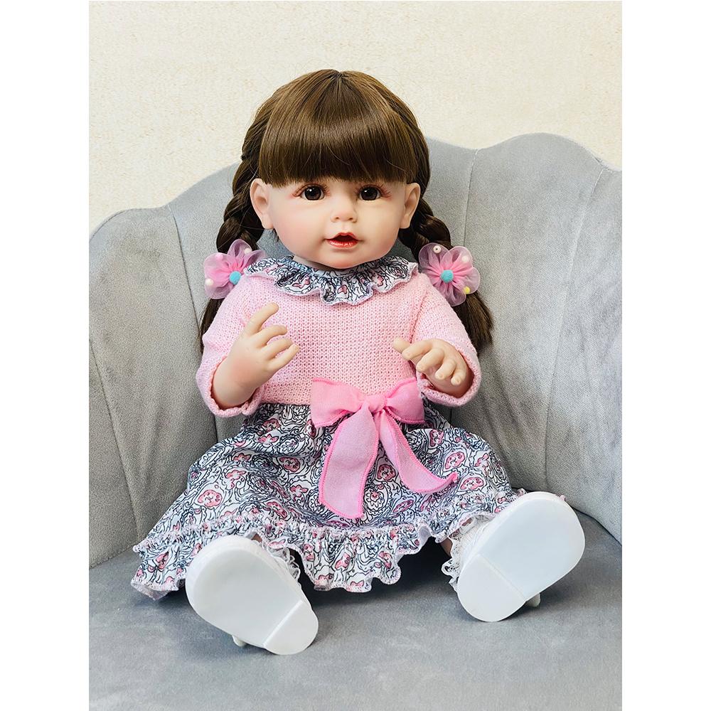 Full Body Soft Silicone Lifelike Real Touch Reborn Baby Girl Lovely Betty With Long Hair Toddler Princess Doll