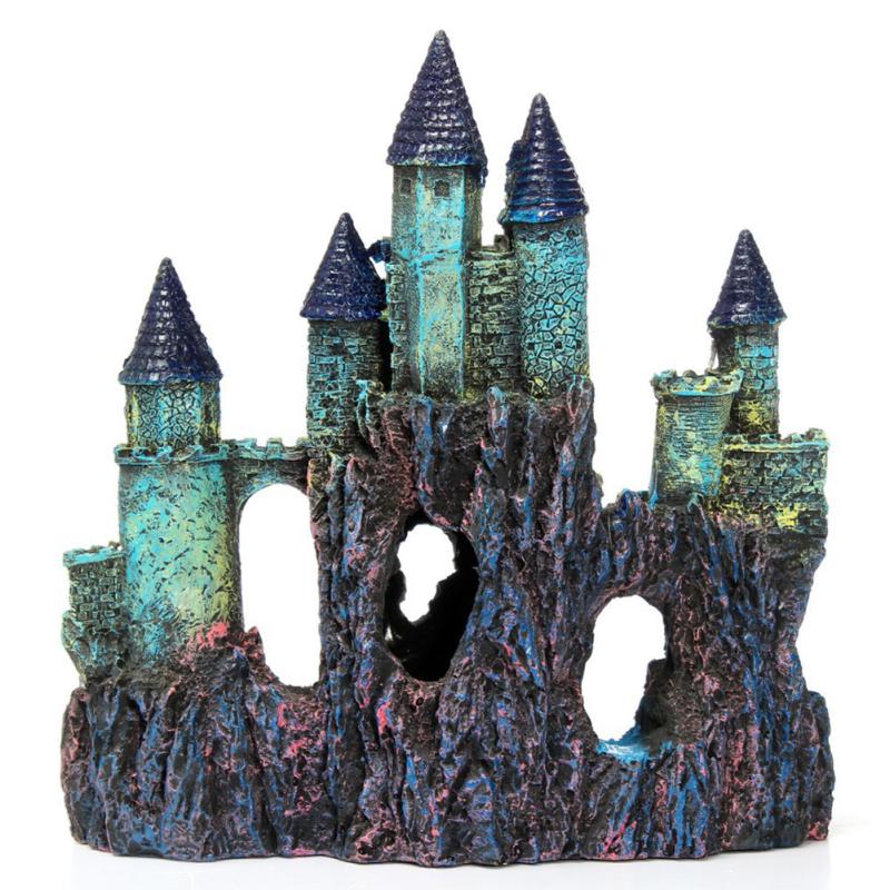 Artificial Resin Castle Shape Aquarium Fish Bowl Landscaping Cave Decoration
