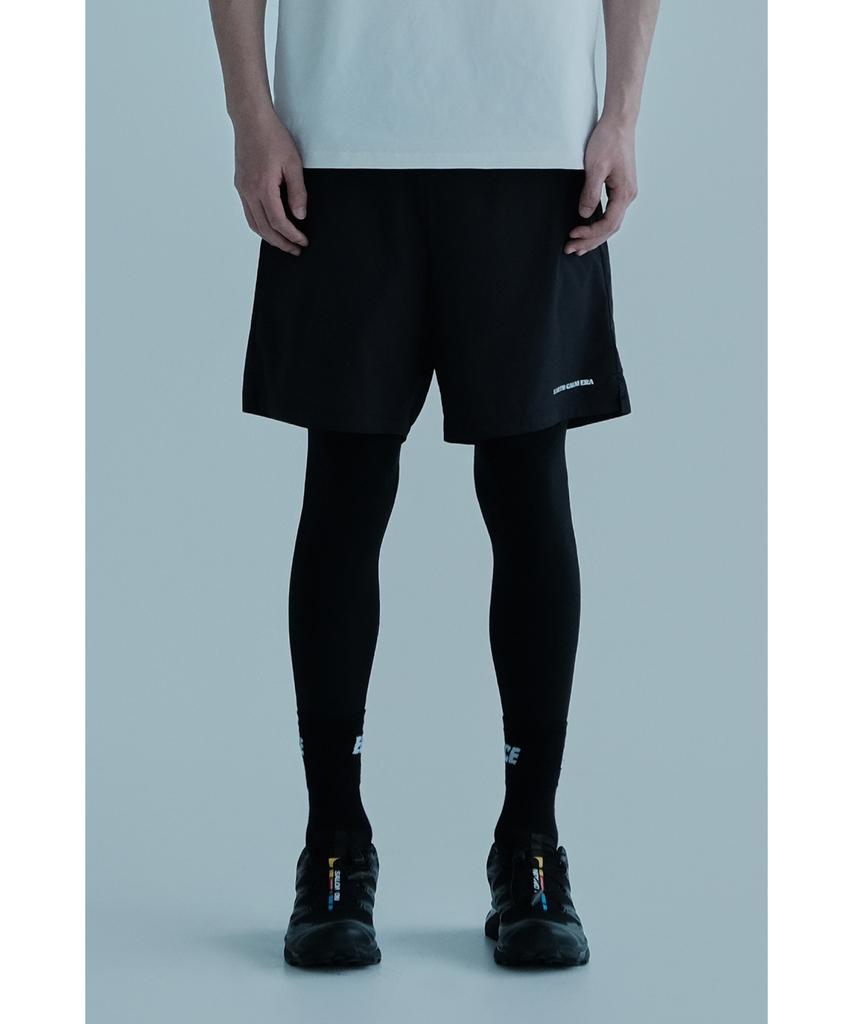 Eolseukamela [2-Pack] 2-In-1 Active 7-Inch Shorts_Half & Long Tights_Black