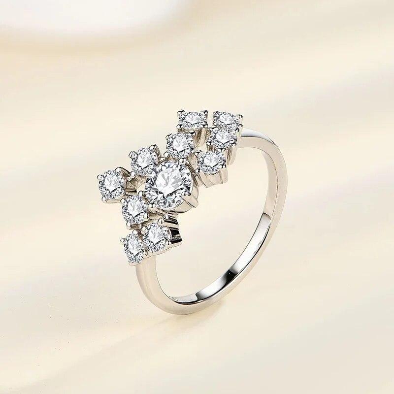 Full D Moissanite Ring 925 Sterling Silver Lab Diamond Wedding Band Engagement Designer Rings Gifts for Women Pass Tester