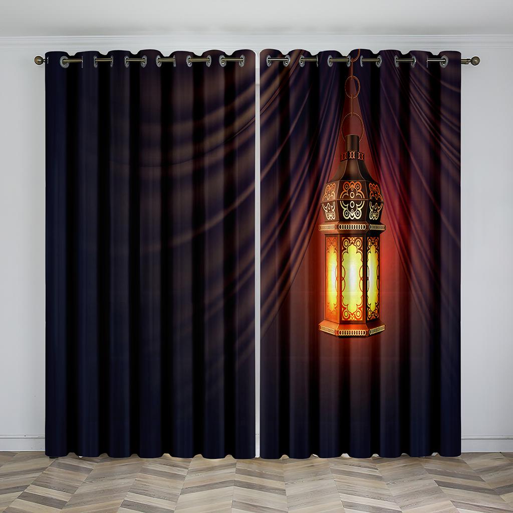 

Горячая Распродажа Ид Мубарак Исламский Мусульманский Рамадан Фестиваль Затеняющие Шторы Оконные Шторы Для Гостиной Спальни Декор 2 Шт. W50xH130(CM)x2pcs&HOOK