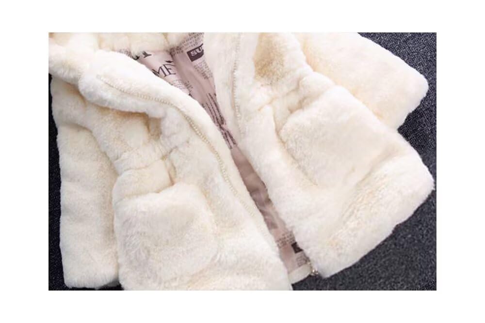Kuhvvse Fleece Boa Kigurumi with Bunny or Bear Cute Fluffy Sizes Kids' Jacket, Girls' Ears, Outerwear, Fall, Winter, Spring, 90-140 (100 White)