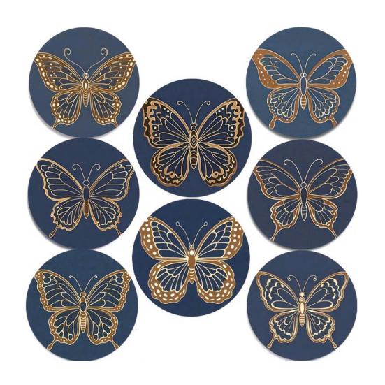 8PCS Coasters, Colorful Wood with Non-Slip Coasters, Heat Insulation Waterproof Drink Holder, for Home Office Dining Table