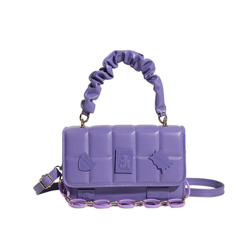 

High-quality Black Grid Pattern Handbag Women s Shoulder Bag With Inner Zipper Pocket фіолетовий