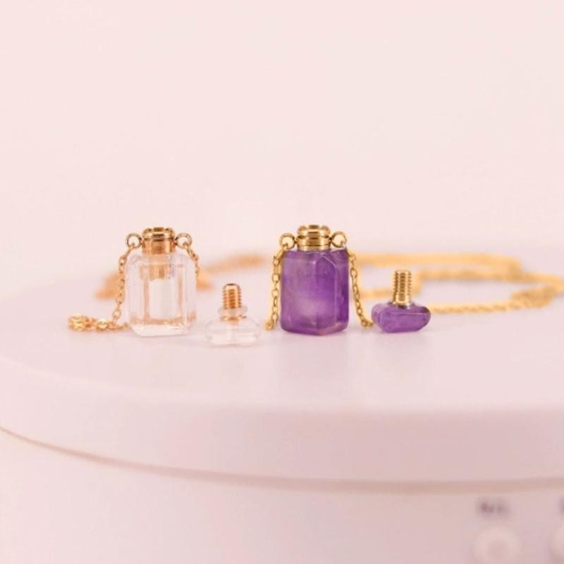 Oil Diffuser Bottle Pendant Necklace Stainless Steel Chain Choker for Women Adjustable Length Neckchain Party Jewelry