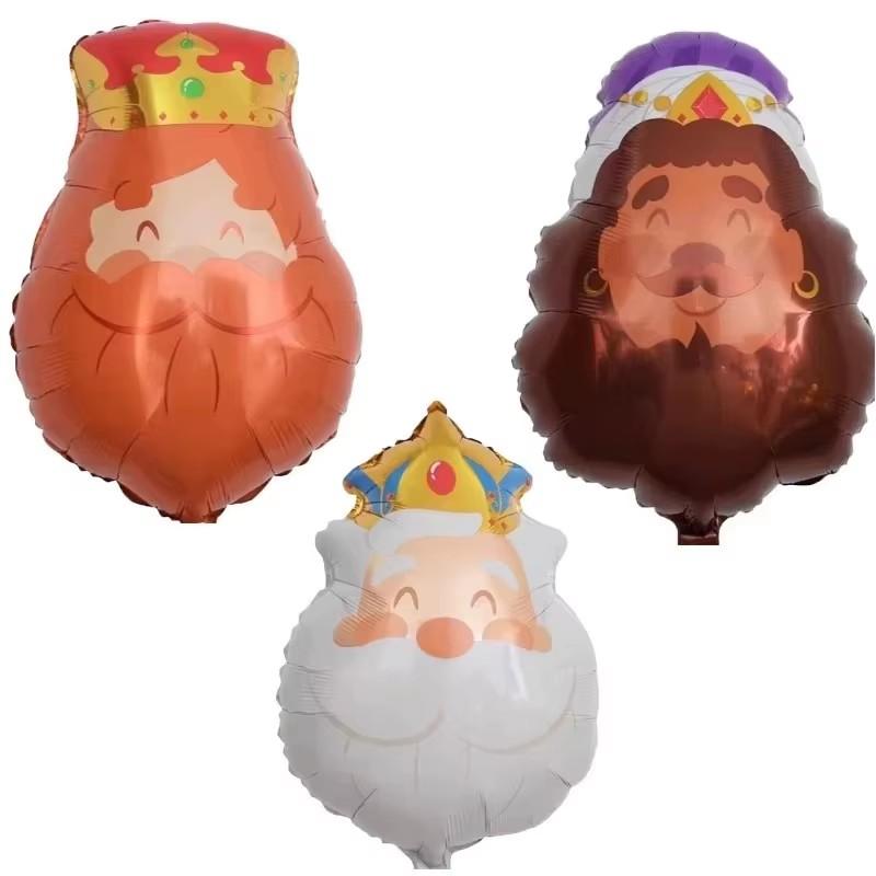 

3pcs Three Kings Day Balloons Cartoon King Foil Ball For Birthday Party Christmas Baby Shower Decoration Kids Toys Air Globos Round Sensory as picture