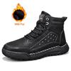 Fashion British Style Men Casual Leather Winter Ankle Boots Fashion Flat Designer Outdoor Round Toe Shoes High Quality Antiskid Boot New