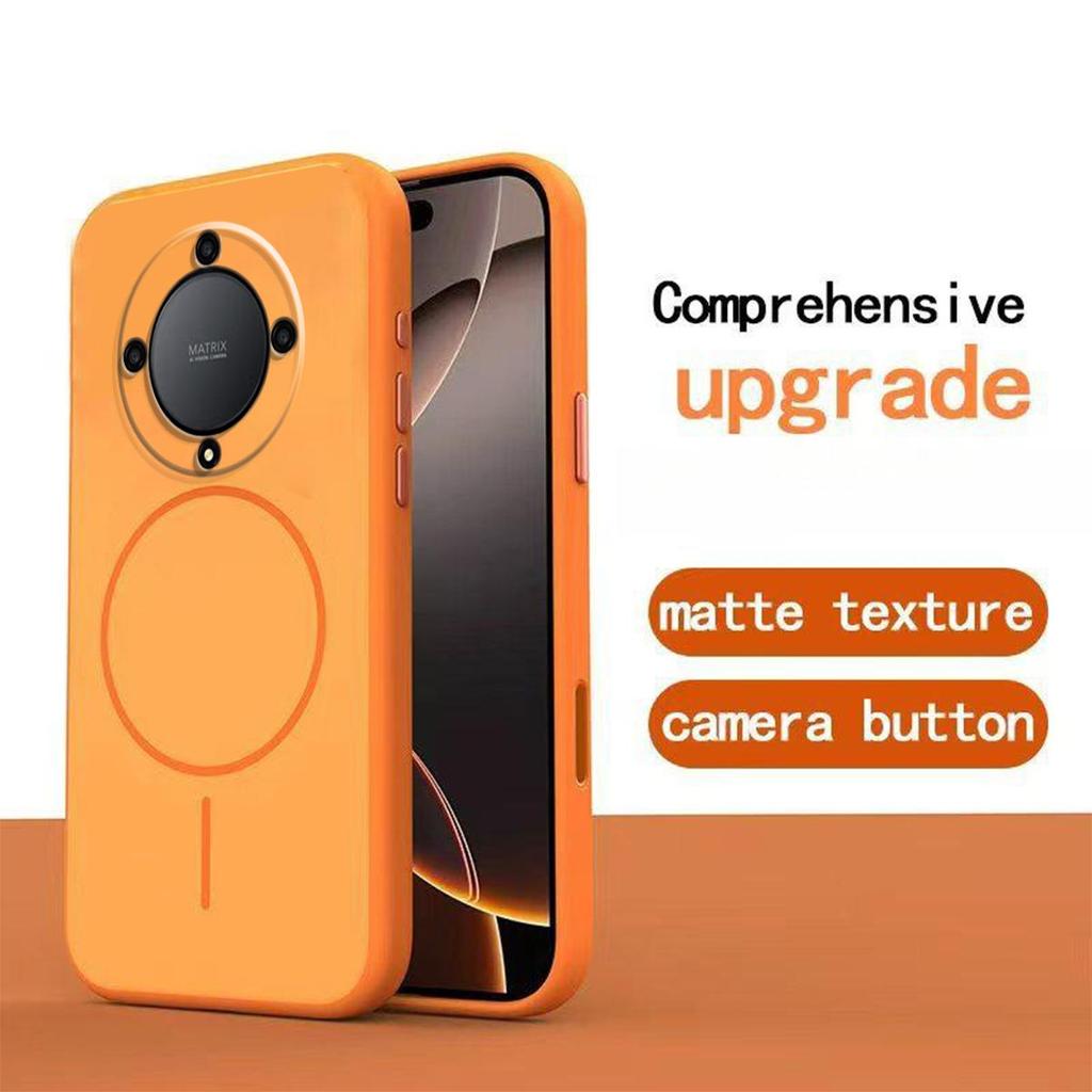 Solid Color Frosted TPU Phone Case for HONOR X9b,X9a Decorative MagSafe‑Style Ring Print Cover