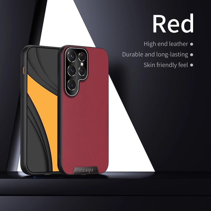 Suitable for Samsung S25plus Gyroscope Stand Phone Case S24FE, Natural Leather Texture S23U, Anti-drop A16, Protective Case A54
