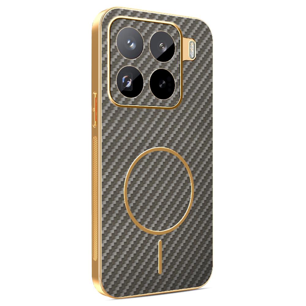 For Xiaomi 15 Pro Phone Case Carbon Fiber Textured Electroplated TPU Back Cover