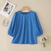 ZANZEA Blusa casual da donna a maniche 3/4 a tinta unita con scollo rotondo