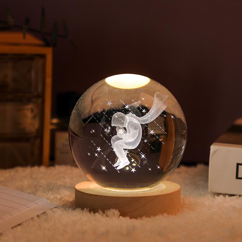 Crystal Ball USB Night Light Romantic Desktop Ornaments Unique Anniversary Gift