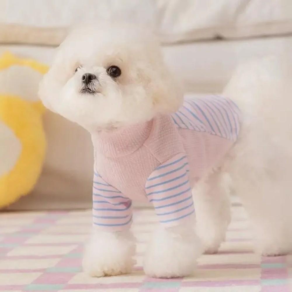 Style décontracté Pulls rayés pour chiots Chauds Confortables avec anneau en D Sous-vêtement pour chien Pull doux pour chien Activités de plein air