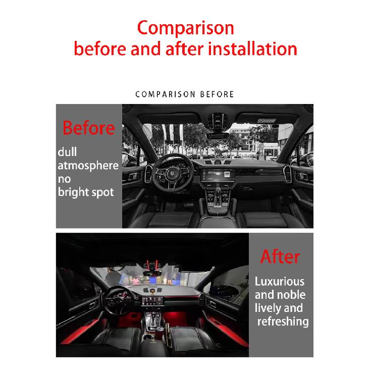 Universal Hide Light Bar Car LED Ambient Light 64 RGB Color Car Interior Acrylic Light Guide Decoration Atmosphere Light 18in 1 Neon Lights 4