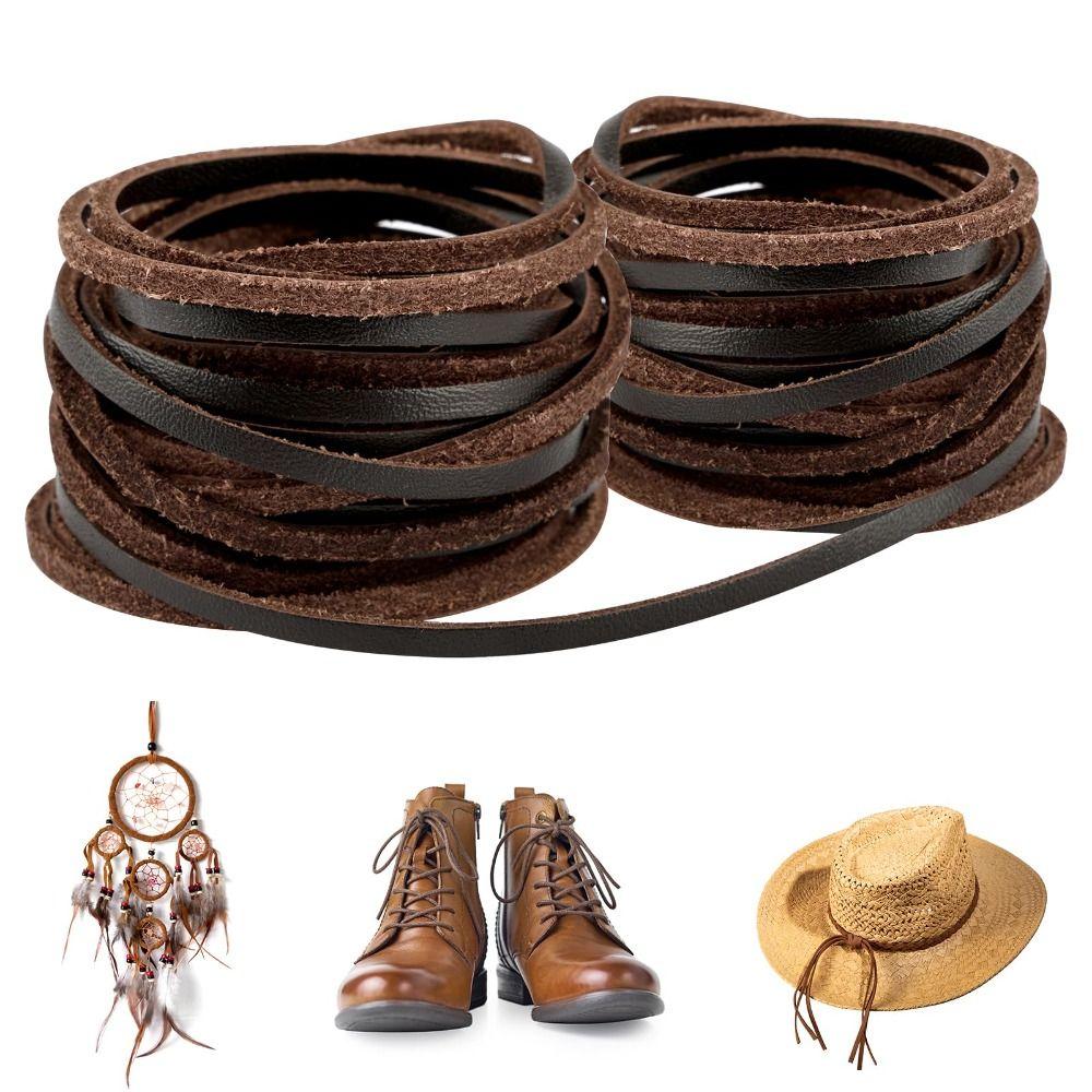 5 Yards Braiding String Flat/Round Real Leather Strips Natural Leather String  Woven Bags