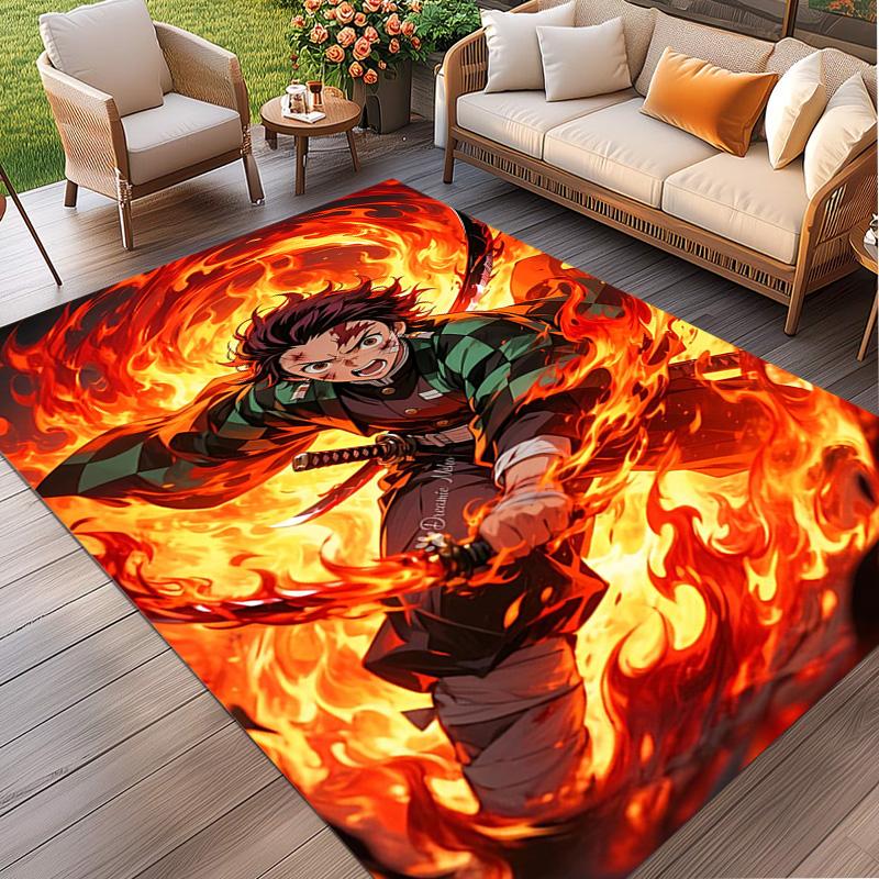 Demon Slayer Print Rug, Washable Floor Carpet, For Entryway Dorm Laundry Room Office Study, Home Decor Birthday Christmas Gift