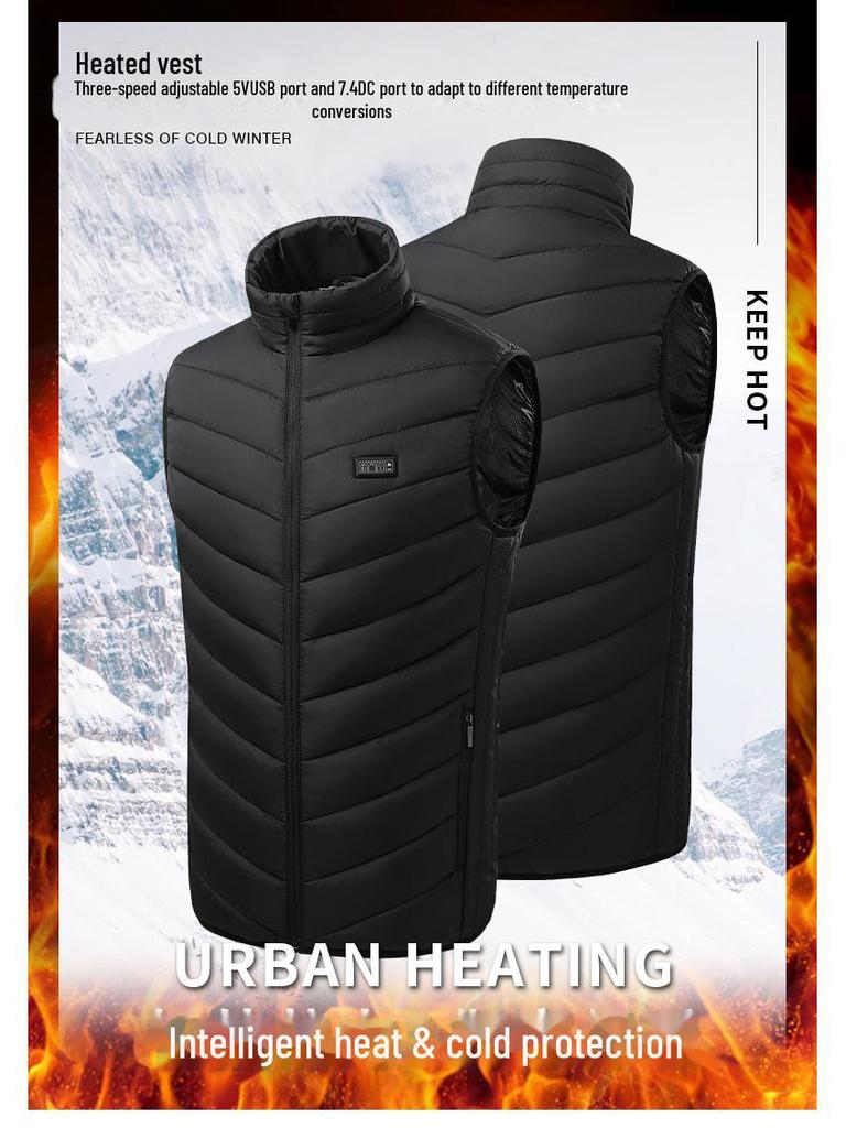 Unisex Smart Heizweste mit Stehkragen - Übergröße verfügbar