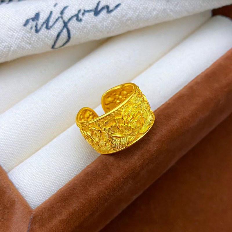 Long-lasting Gold Peony Flower Ring – Palace Style