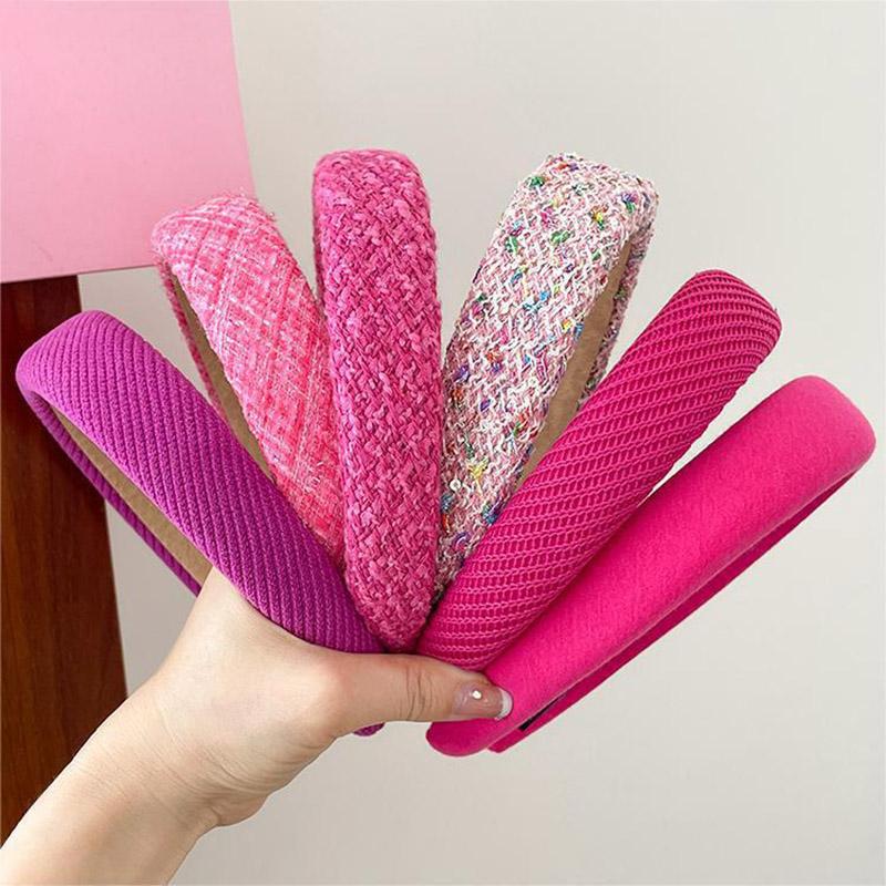 Rose Red Wide-brimmed Sponge Hair Band Women Fairy Temperament Headband Tweed Head Hoop Hairband Princess Girls Hair Accessories