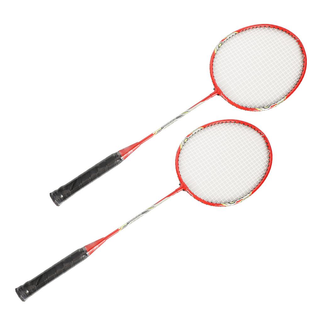 LEIJIAER Badminton Racket Set of 2 Player Iron Alloy Professional Training Replacement Equipment Red
