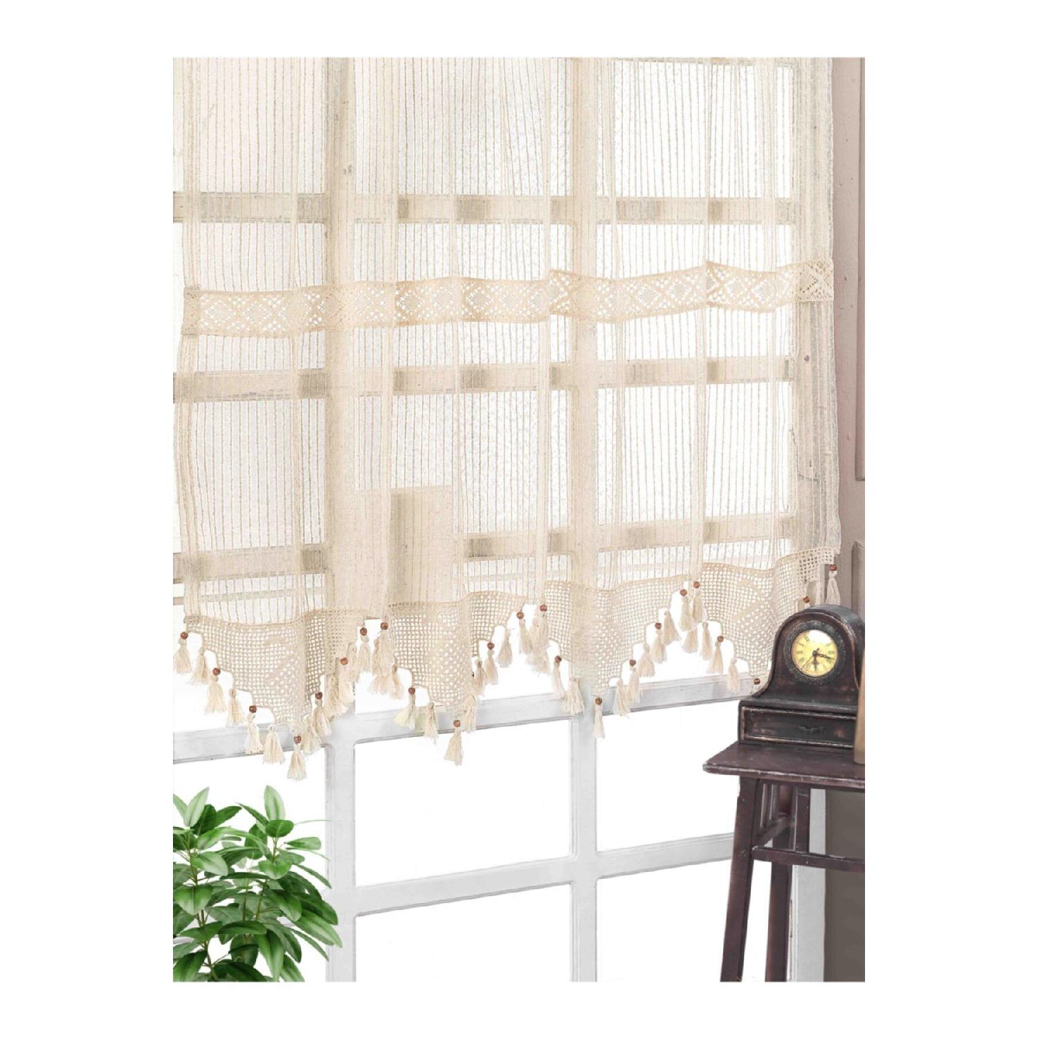 

Buldan Authentic Thin Striped Striped Natural Tulle Curtain 100 x 200