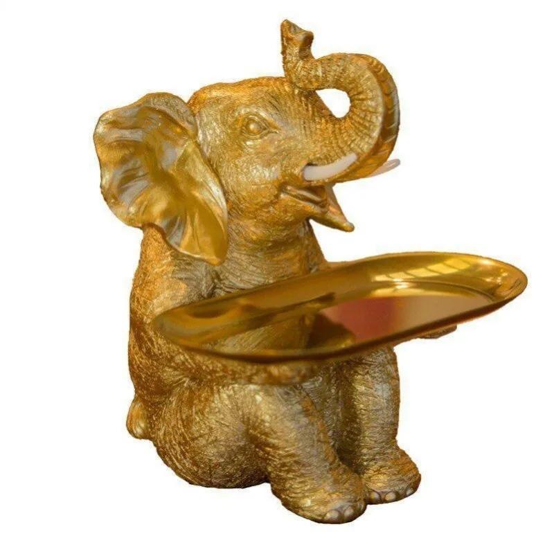 Resin Crafts Elephant Trays Keys Candies Storage Ornaments Home Decor Living Room Foyer TV Cabinet Decorations Exquisite Gifts
