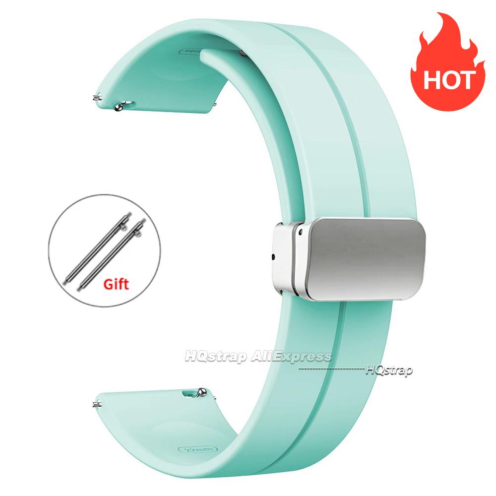 Magnetic Silicone Watch Strap 18mm 20mm 22mm Bracelet Magnetic Metal Buckle Wristband Quick Release Men Women Band Accessories