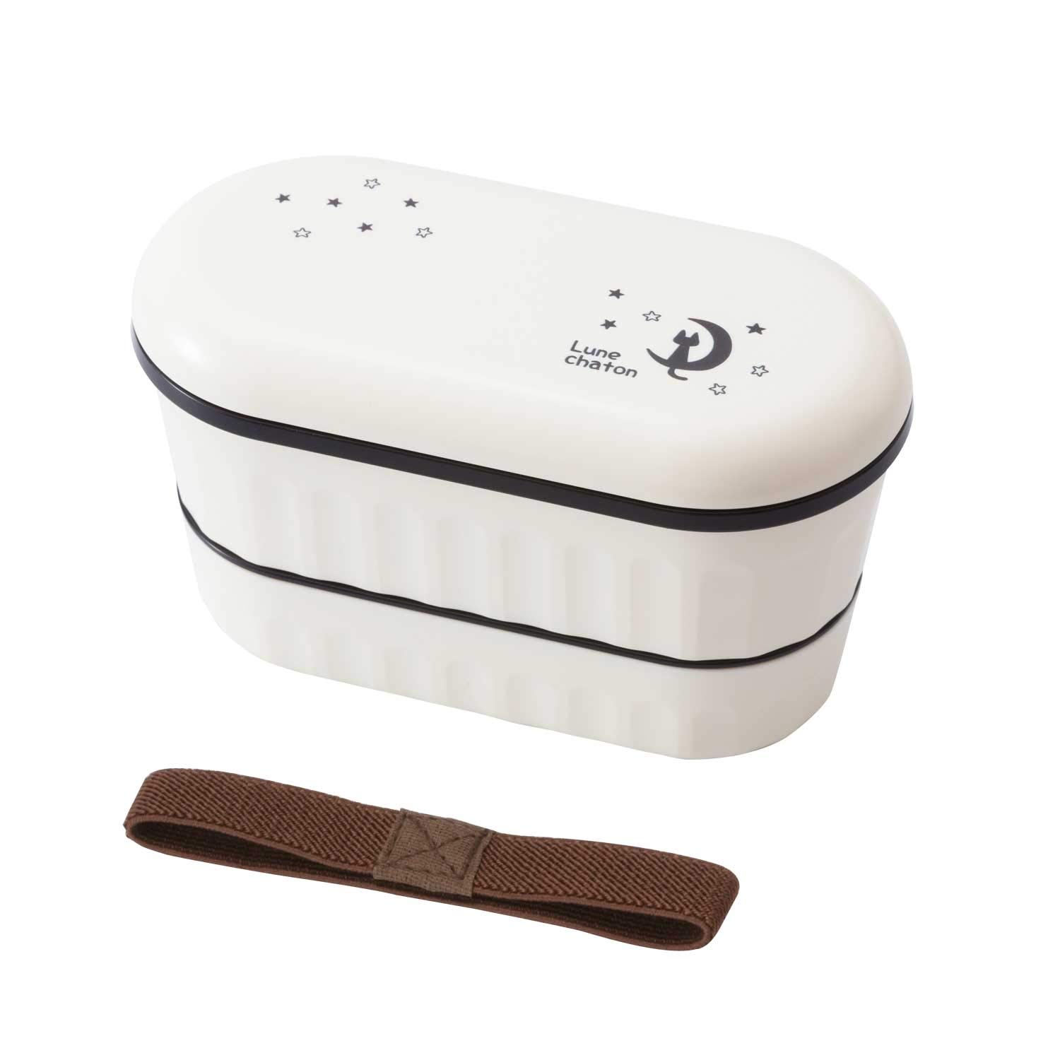 

Nakano Cat Lunch Box, 2-Tier, with Lunch Belt, White, Top Tier 390ml, Bottom Tier 250ml, Luna Chaton, Microwave Safe, MM-434