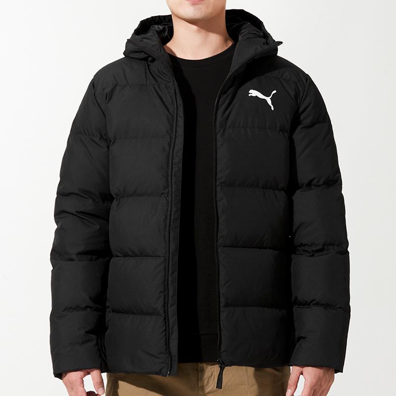 Puma Basic Down Jacket With Logo And Hood Men Outerwear Black 534936-01