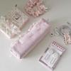 Cute Girl Lace Pencil Case High Capacity Bow Stationery Storage Bag Ballet Style Makeup Bag Girl Gift