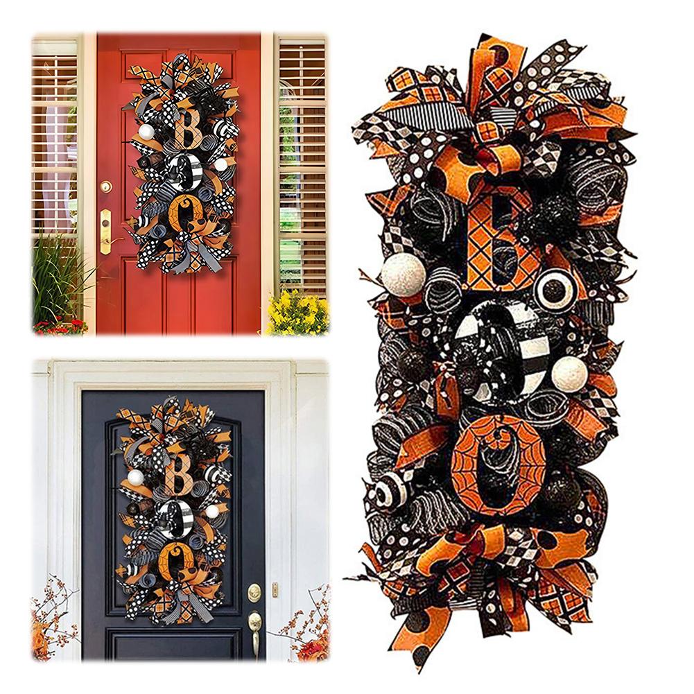 Halloween Wreath Fall Wreath Spooky Boo Halloween Wreath Door Hanging Ornaments Halloween Decoration for Front Door Home Window