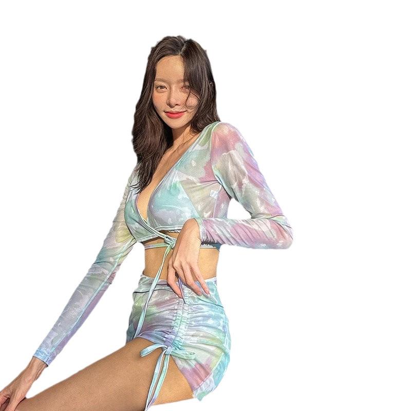 New swimsuit female slim split 1-piece set sexy senior ins Internet celebrity bikini vacation swimsuit hot spring