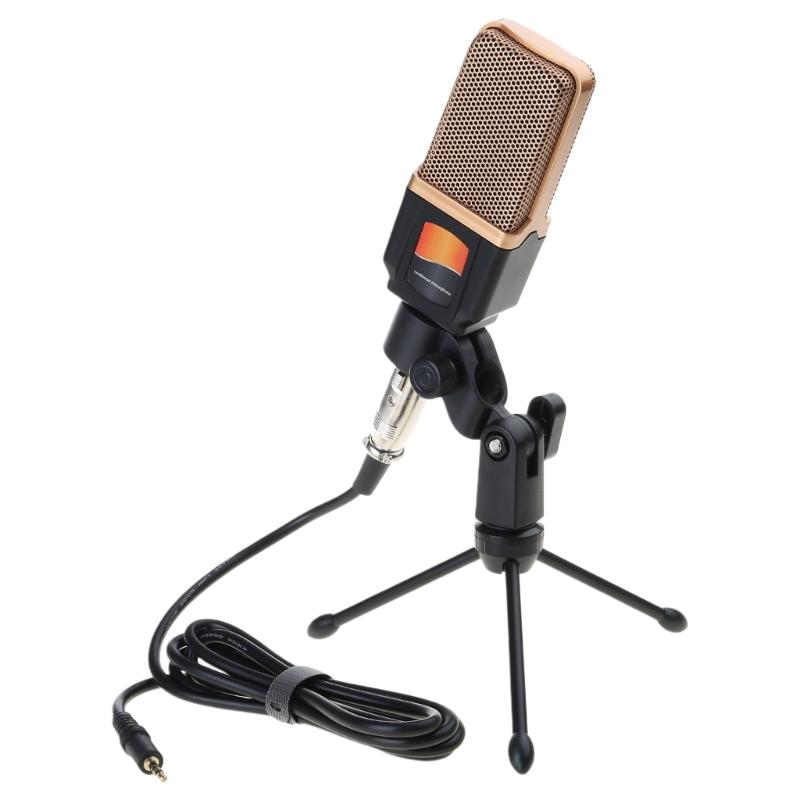 3.5mm PC Condenser Mic With Desktop Stand Recording Condenser Microphone For Clearly Sound Capturing For  Podcasts