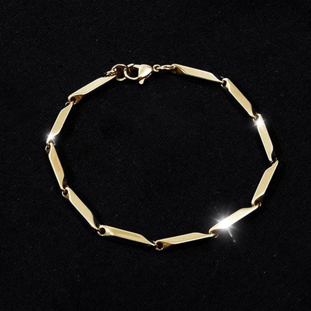 Surgical Men's 18K Compression Plated Necklace Bracelet Bamboo Hexagon Pure Gold Thick Titanium Medal Ring Bangle 14K