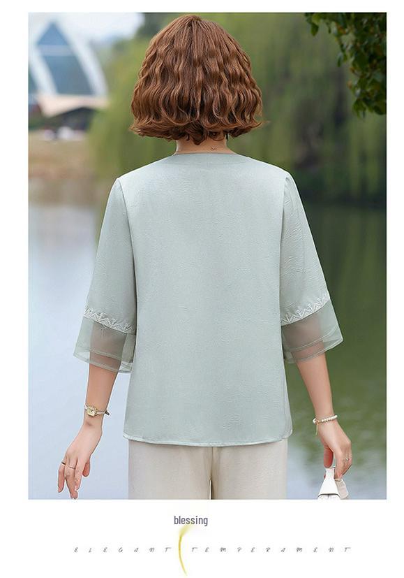 2026 Summer Stylish Slimming Elegant Versatile Seven-Sleeve Outerwear for Middle-Aged Women