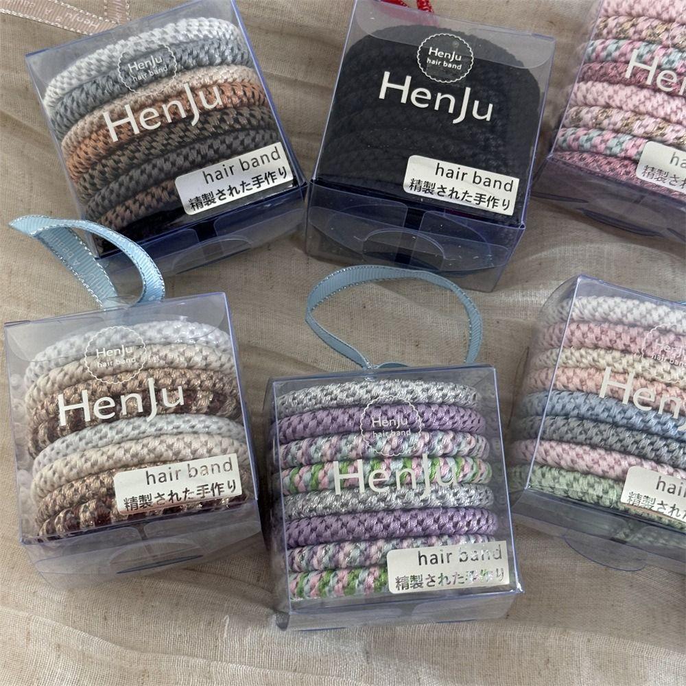 8pcs/Set Hair Tie Basic Hair Rope Set Ponytail Holder Colorful Hair Scrunchies Rubber Band Girl